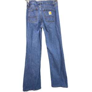 Carhartt Kids Adjust Waist Denim Jeans Straight Leg Workwear Blue Youth Size 14